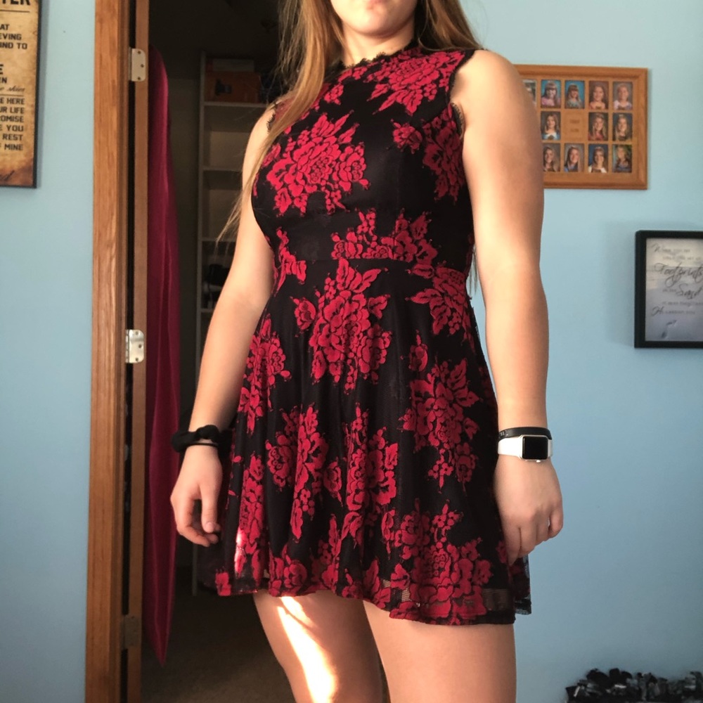 Red and Black Formal Dress